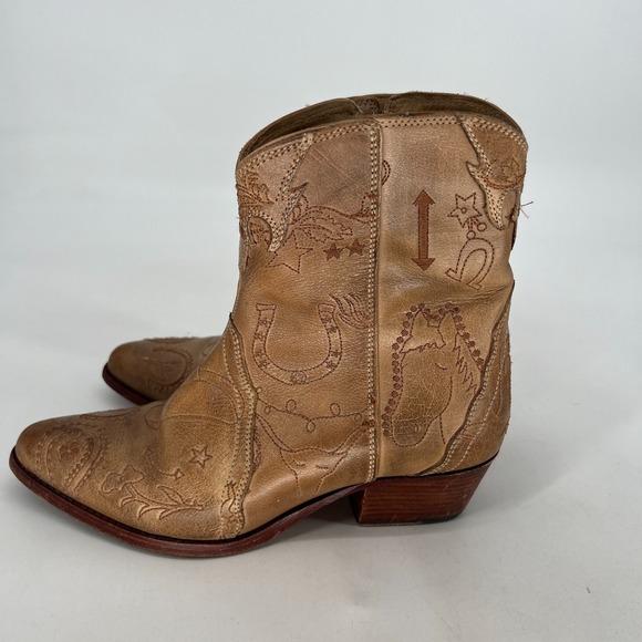 Free People Frontier Doodle Boots Womens 7.5 Western Rodeo Country Embroidered - Picture 8 of 15